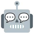 Roboter + Sprechblase mit drei Punkten