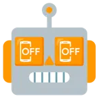 Roboter + Mobiltelefon aus