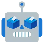 Roboter + Urne mit Wahlzettel