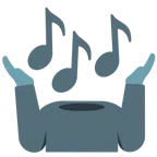 persona encogida de hombros + notas musicales