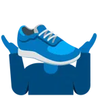 persona encogida de hombros + zapatilla deportiva