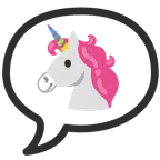 Einhorn + Sprechblase mit drei Punkten