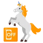 Einhorn + Mobiltelefon aus
