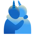 Einhorn + sich umarmende Personen