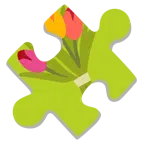 pezzo di puzzle + mazzo di fiori