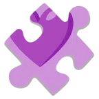 pezzo di puzzle + cuore viola
