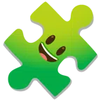 pezzo di puzzle + faccina con sorriso e occhi spalancati