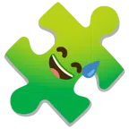 pezzo di puzzle + faccina con sorriso e goccia di sudore