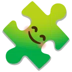 pezzo di puzzle + faccina con occhi sorridenti