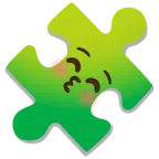 pezzo di puzzle + faccina che bacia con occhi chiusi