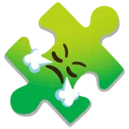 pezzo di puzzle + faccina che sbuffa