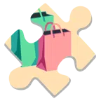 pezzo di puzzle + borse della spesa
