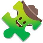 pezzo di puzzle + faccina con cappello da cowboy
