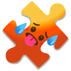 pezzo di puzzle + faccina accaldata
