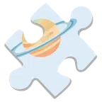 pezzo di puzzle + pianeta con satellite