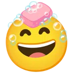 sabonete + rosto risonho com olhos sorridentes