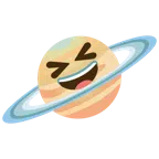 Ringplanet + Grinsegesicht mit zugekniffenen Augen