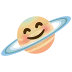 Ringplanet + lächelndes Gesicht mit lachenden Augen