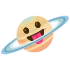 Ringplanet + Gesicht mit herausgestreckter Zunge