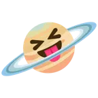 Ringplanet + Gesicht mit herausgestreckter Zunge und zusammengekniffenen Augen