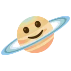 Ringplanet + leicht lächelndes Gesicht
