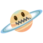 Ringplanet + Gesicht mit Reißverschlussmund