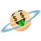 Ringplanet + Gesicht mit Dollarzeichen