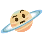Ringplanet + Gesicht mit hochgezogenen Augenbrauen