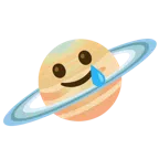 Ringplanet + lachendes Gesicht mit Träne