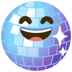 palla da discoteca + faccina con sorriso e occhi sorridenti