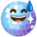palla da discoteca + faccina con sorriso e goccia di sudore