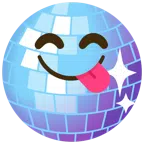 palla da discoteca + faccina che si lecca i baffi