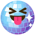 palla da discoteca + faccina che strizza gli occhi e mostra la lingua
