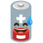 batteria scarica + faccina con sorriso e goccia di sudore