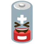 batteria scarica + sorriso a bocca aperta con occhi chiusi