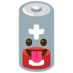 batteria scarica + faccina che mostra la lingua