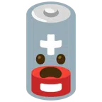 batteria scarica + faccina imbronciata con bocca aperta