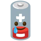batteria scarica + faccina sorridente con lacrima