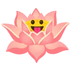 Lotusblüte + Gesicht mit herausgestreckter Zunge