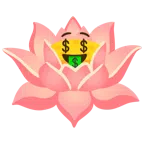 Lotusblüte + Gesicht mit Dollarzeichen
