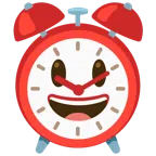 sveglia + faccina con sorriso e occhi spalancati