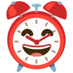 sveglia + faccina con sorriso e occhi sorridenti
