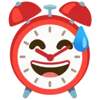 sveglia + faccina con sorriso e goccia di sudore