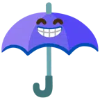 guarda-chuva + rosto contente com olhos sorridentes