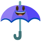 guarda-chuva + rosto risonho com olhos bem abertos