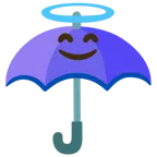 ombrello + faccina con sorriso e aureola