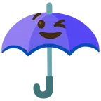 guarda-chuva + rosto com olho piscando
