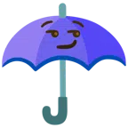 guarda-chuva + rosto com sorriso maroto