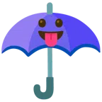 guarda-chuva + rosto mostrando a língua