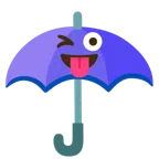 guarda-chuva + rosto piscando e com língua para fora